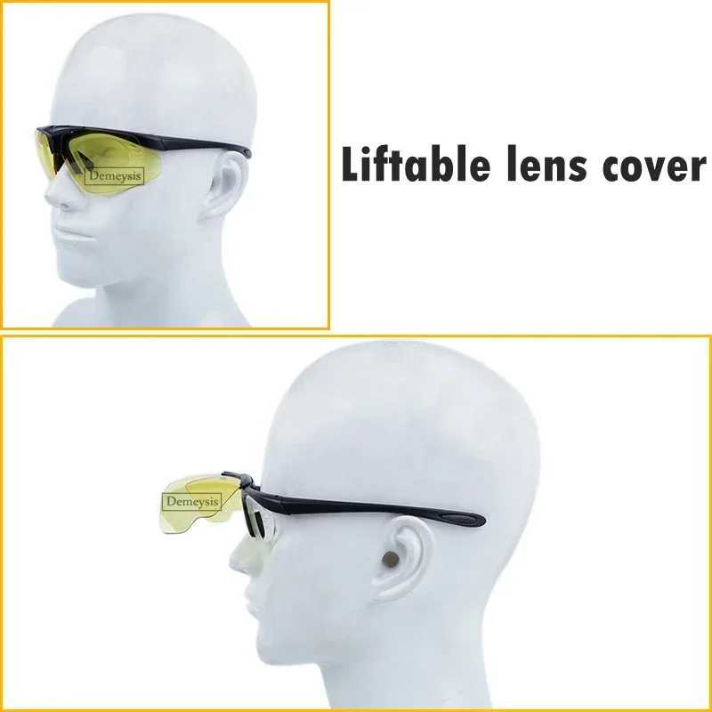 Shooting Glasses UV Protection Hiking Hunting Fishing Sunglasses Flip Up Lens Tactical Paintball Combat Goggles J250919