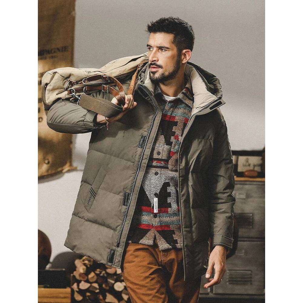 2024 New Men's Winter Fashion Solid Color Jackets Men Thicken Warm Hooded Coats Male Loose White Duck Down Overcoats F652
