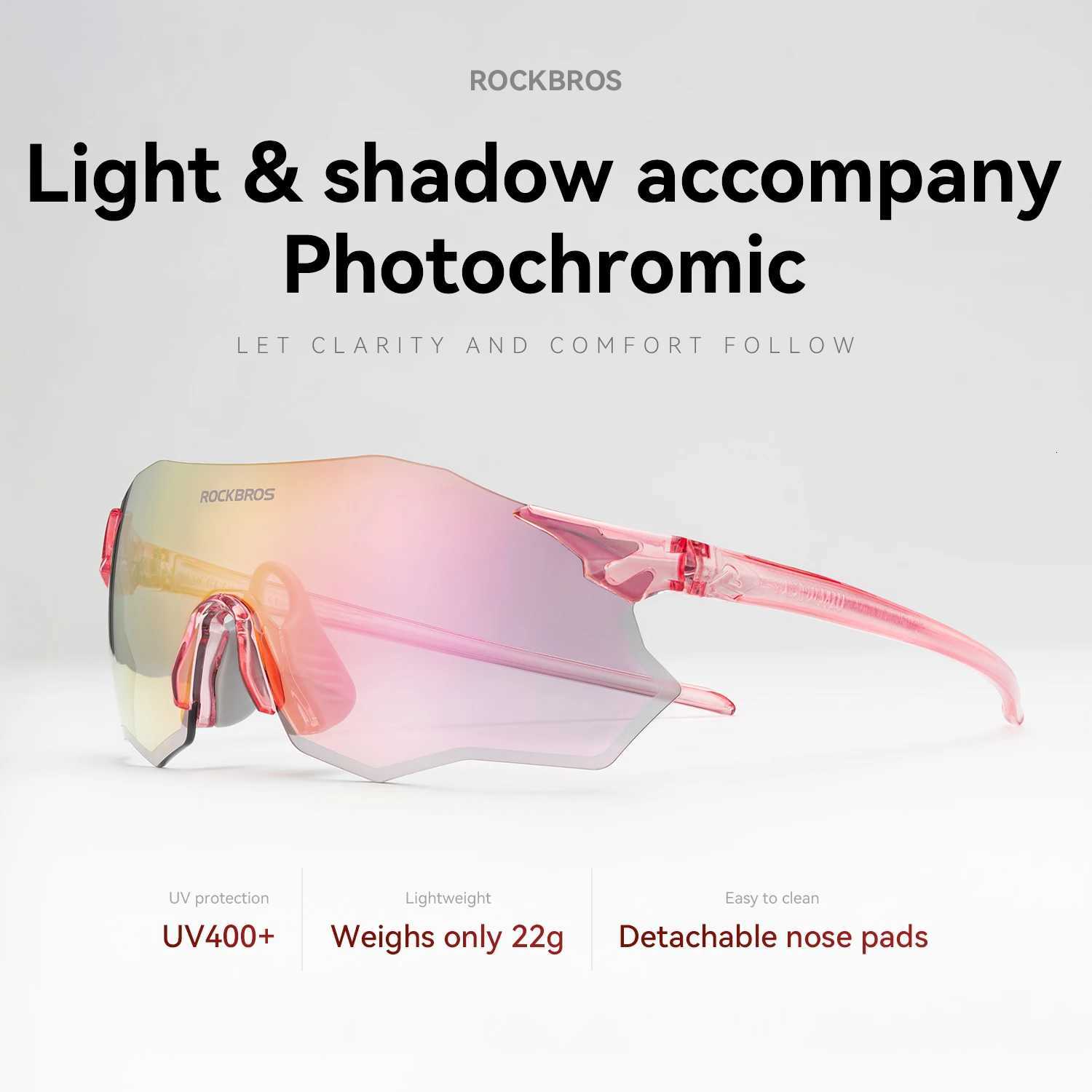 ROCKBROS Cycling Glasses Lightweight Photochromic Polarized Glasses UV400 Sun Protection Women Outdoor Sports Cycling Goggs Y250919
