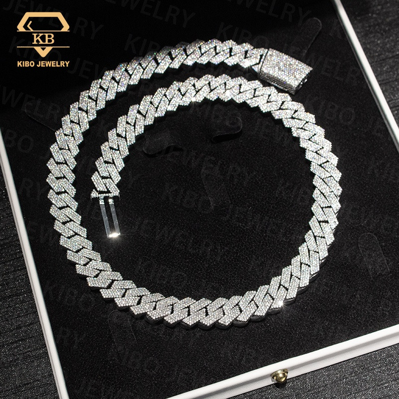 14MM 925 Vvs Moissanite Hip Hop Iced Out Diamond Thick Necklace Cuban Link Chain