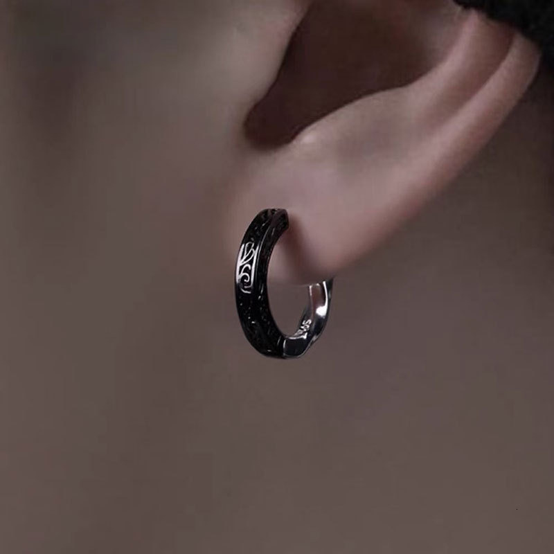 Tang Grass Pattern Earrings for Men, Dark Style, Men's Trendy, High End, Cold Style, Ear Buckles for Women, Couple Earrings, Earrings, Rascal and