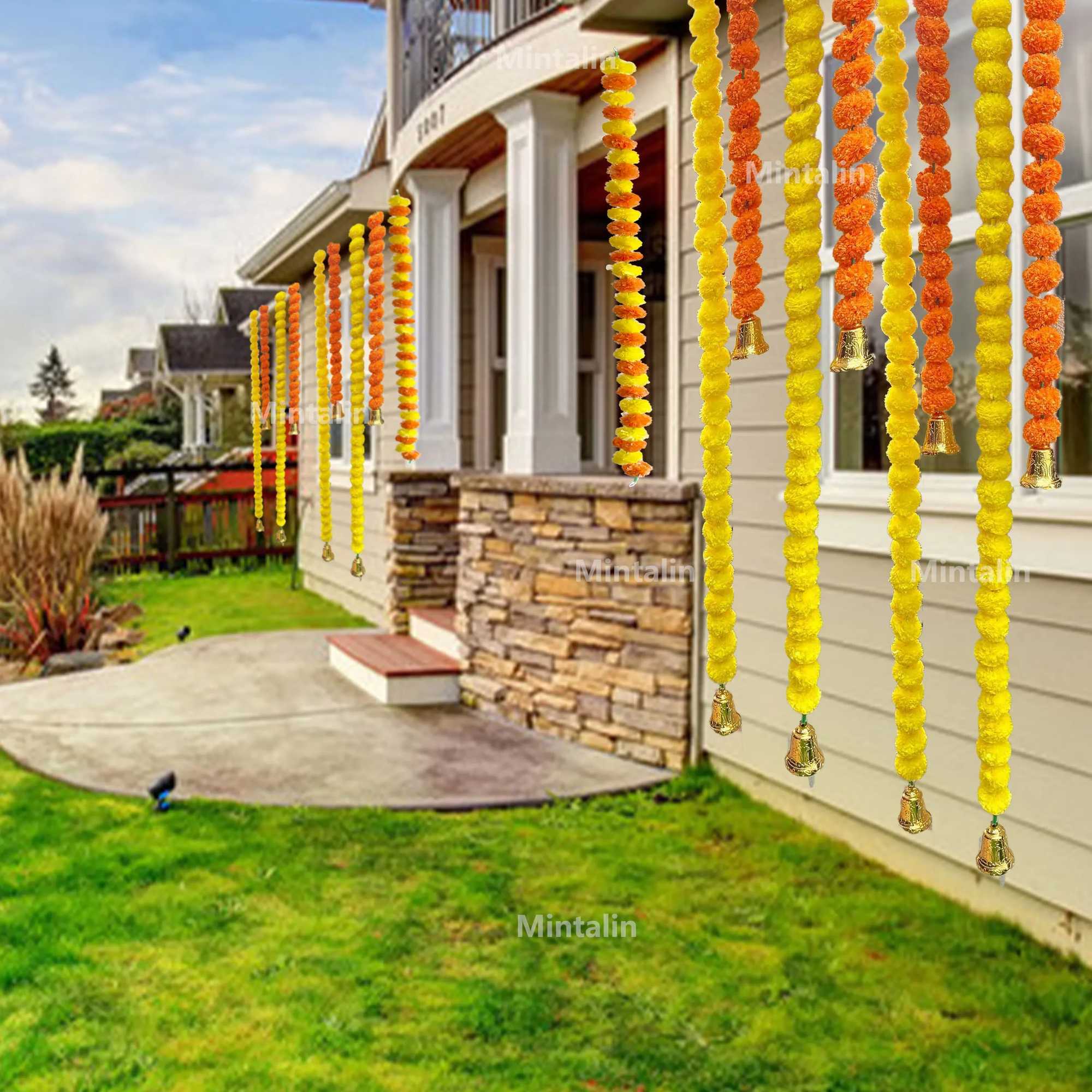 2 Pcs Marigold Flower Garland with Flowers for Diwali Mexican Dia de los Muertos DIY Wreath Day of The Dead Decor Party C250919