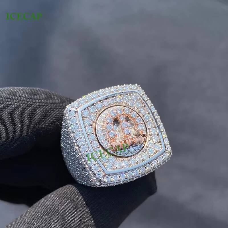 Custom Hiphop Ring for Men Iced Out Fully VVS Moissanite Champion Name 925 Silver 18k Gold Plated Rings