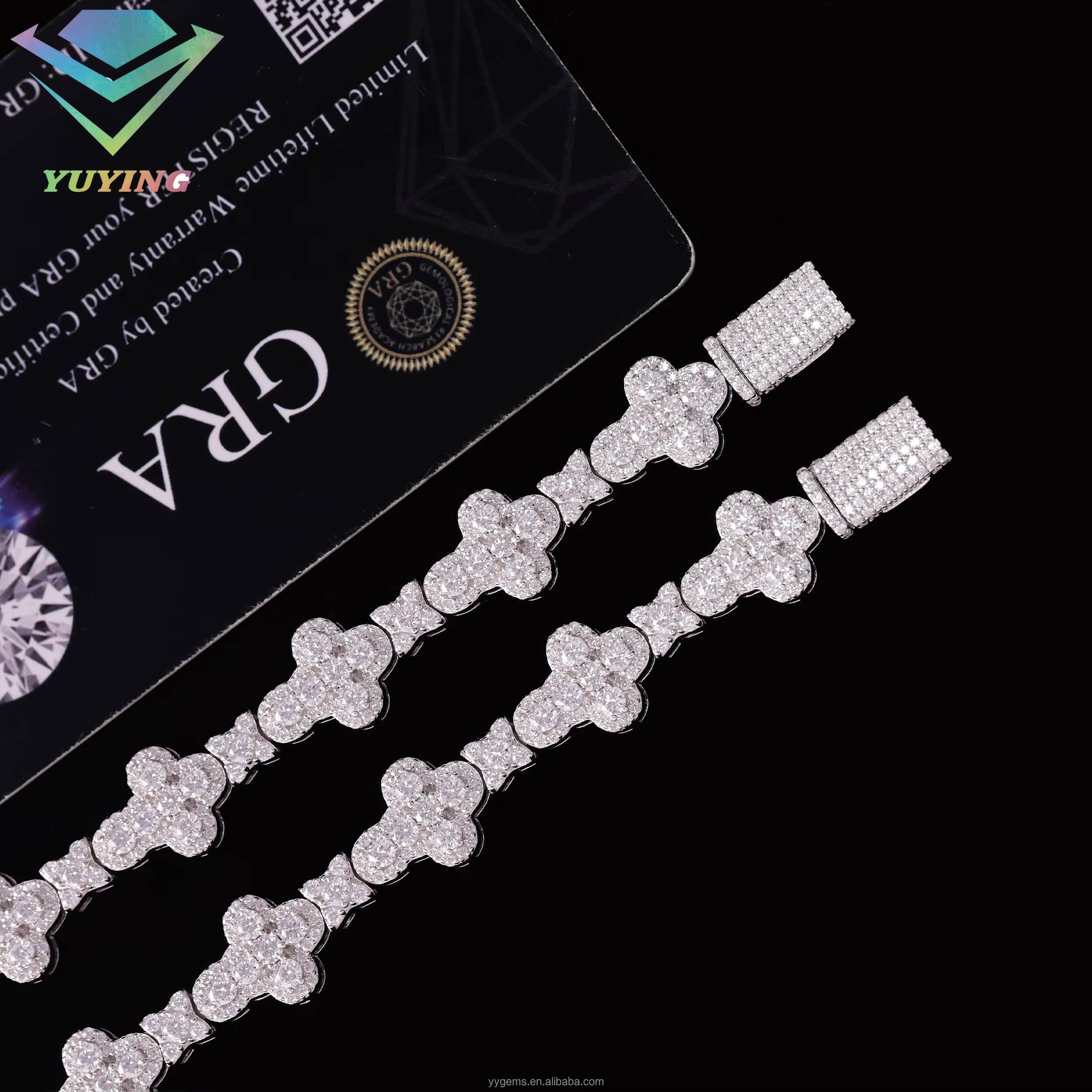 Luxury S925 Silver Cuban Tennis Bracelet Chain Pass Diamond Tester with VVS Moissanite Iced GRA Certificate Hip Hop Jewelry Gift