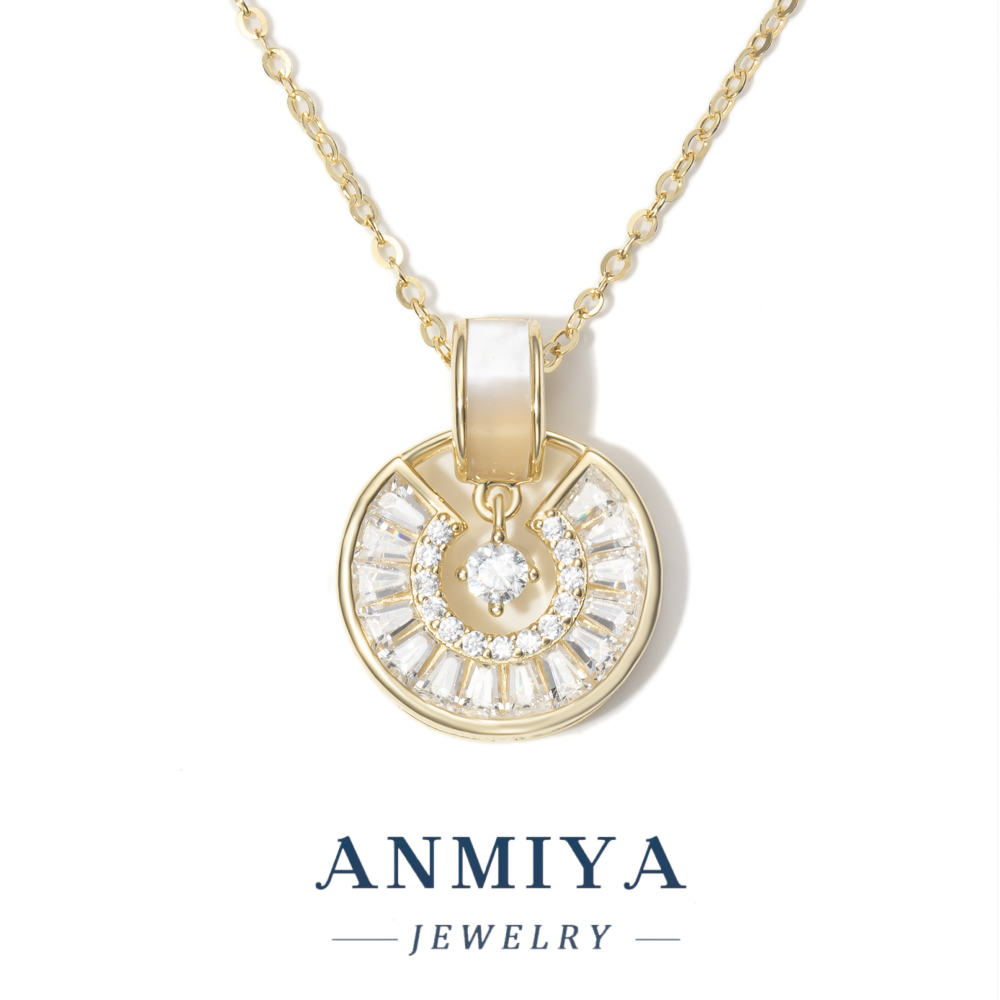 Modern 925 Necklace, Sleek Round Pendant Jewelry with Minimalist Bar, Layering Piece for Stacked Jewelry Looks