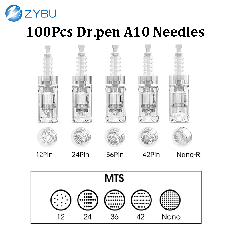 100pcs Dr Pen A10 Cartridges Disposable Sterilized Microneedling MTS Tips Dr.pen Needles 12/24/36/42 Pin Nano A10 Replacement Dermapen Parts