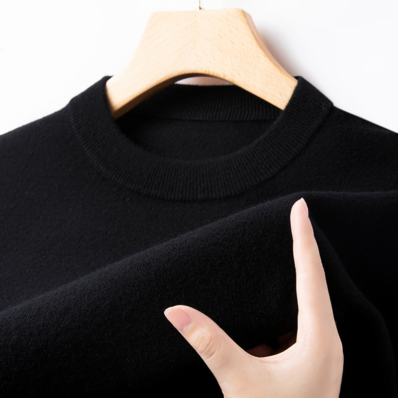 Winter New Arrival Men's Wool Knit Sweater Casual Long-Sleeve Crew Neck Pure Wool Sweater Thickened Warm Base Layer Top for Men