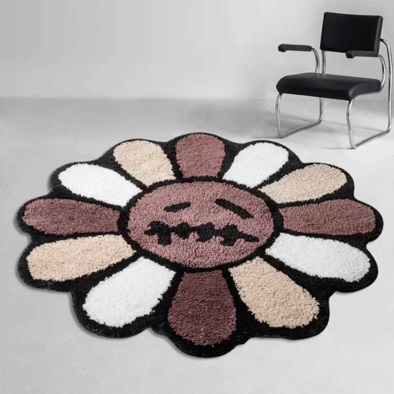 Aesthetic Suower Carpet Tufting Bathro Antislip Carpet Fluffy Thickening mats Sun Flowers Cactus Rug Living Ro Rug Decor C250919