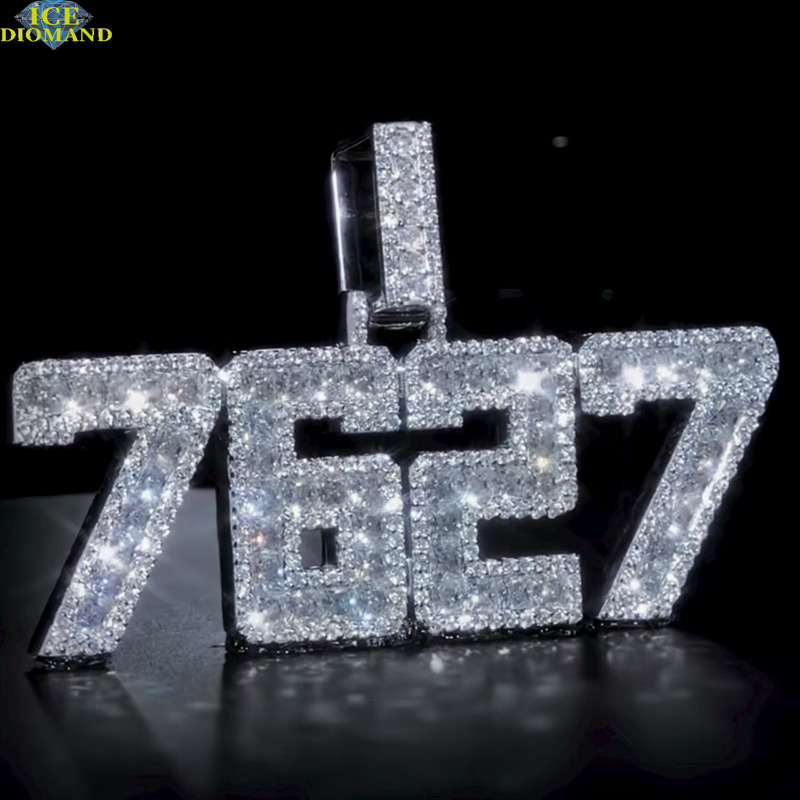 Customized Trend Moissanite Digital Pendant Vvs Chilled Moissanite Jewelry Pass Diamond Tester Hip Hop Moissanite Pendant