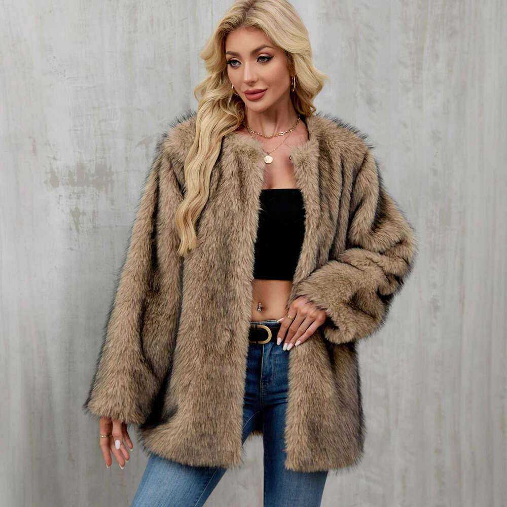 Autumn Winter New Coat for Women, Loose and Warm Plush Cardigan, Faux Fur Coat, Overcoat