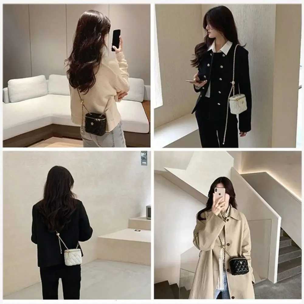 Versatile Camellia Small Shoulder Bag Chain Strap Rhombus Crossbody Bag Bucket BagXJ250918