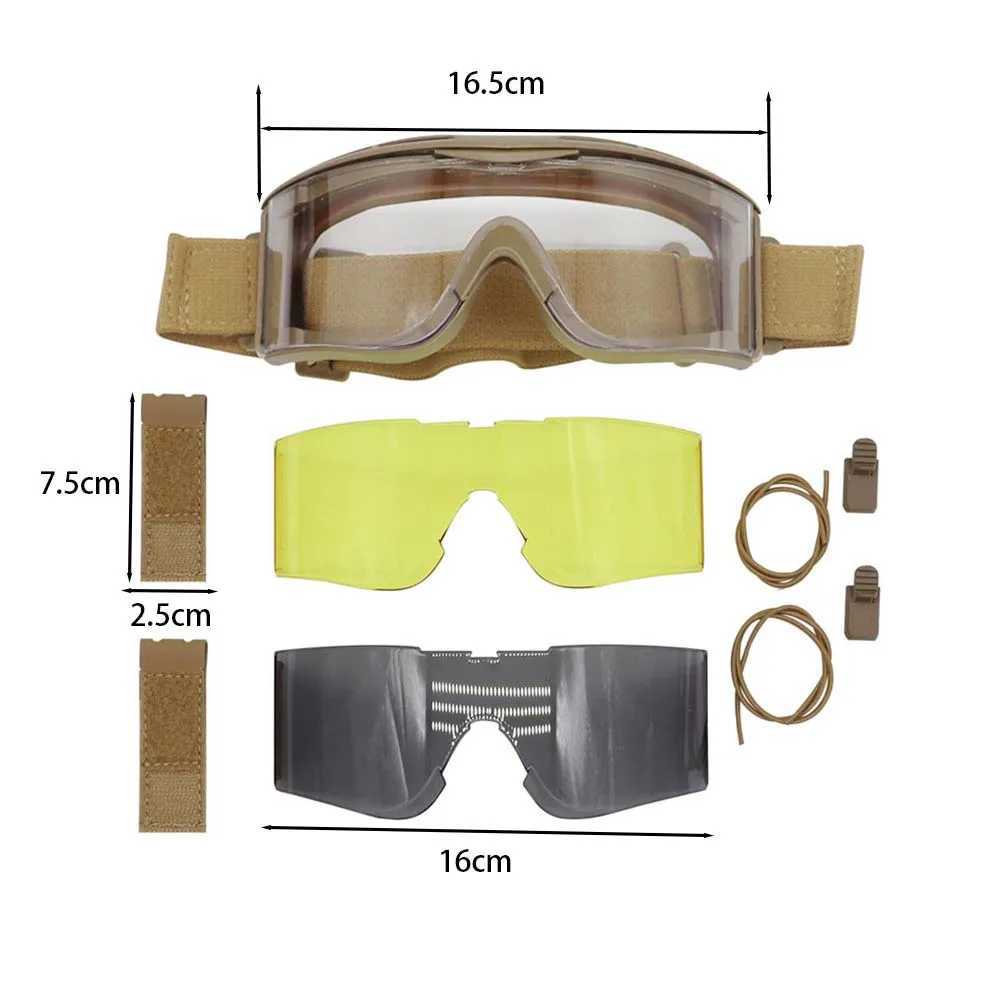 Airsoft Tactical Goggles Tricolor Lens MultiFunction Hunting Accessory Tactical Helmet Adaptor Suitable for Paintball Shooting J250919