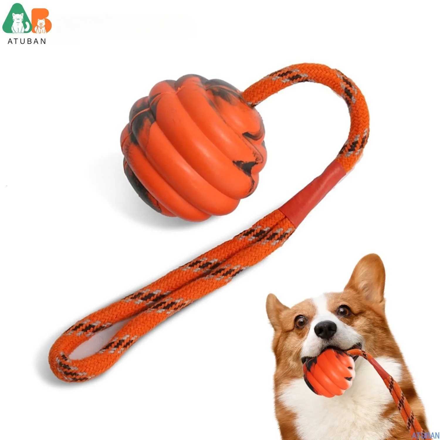 ATUBAN Durable Natural Rubber Ball on a RopePerfect Dog Training Medium Size Dog Toy for Fetch Catch Throw and Tug War Plays X250918