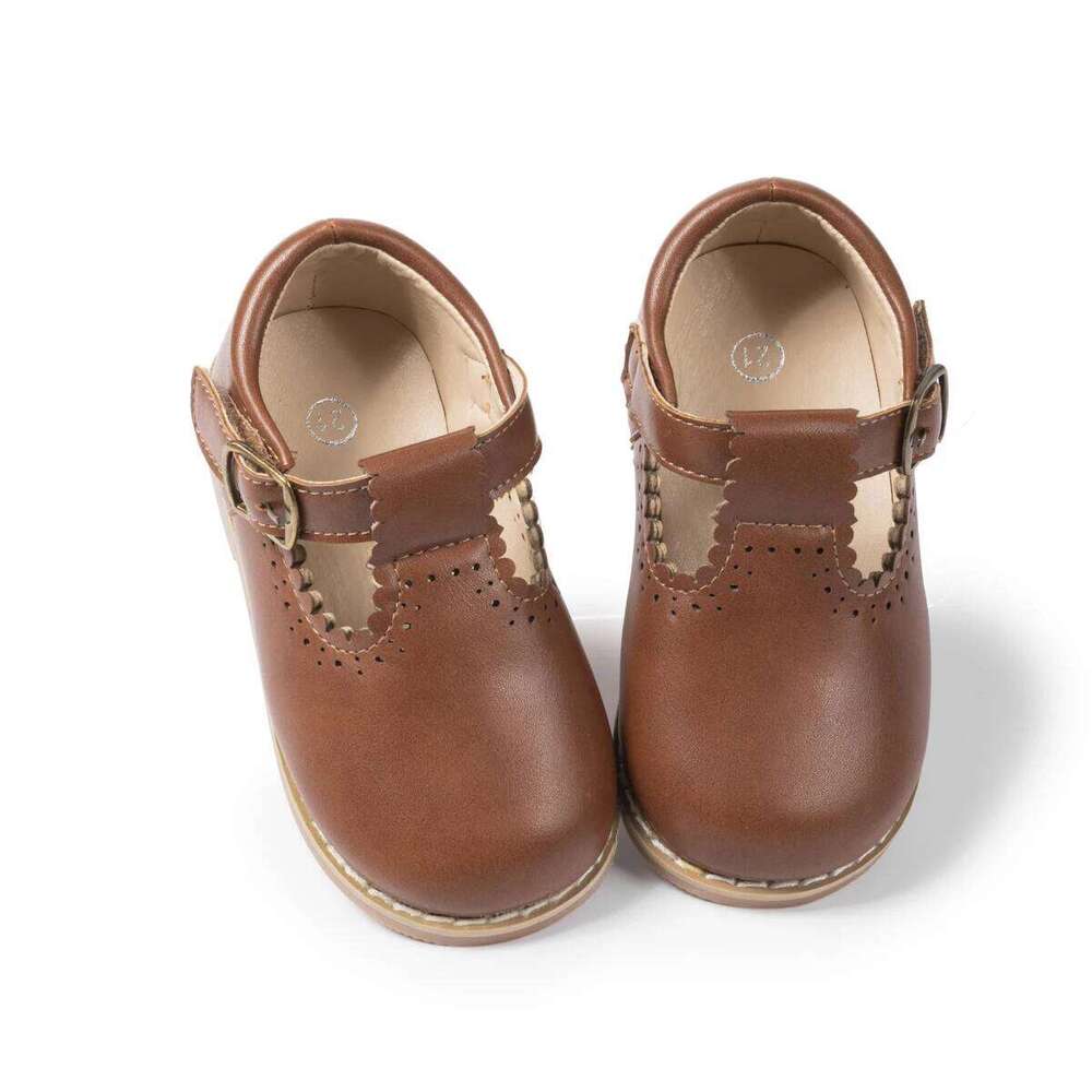 New Children Retro Leather Kids Fashion Design Rubber Soft Anti-Slip Flat Sole Youngsters Teens Casual Walking Shoes