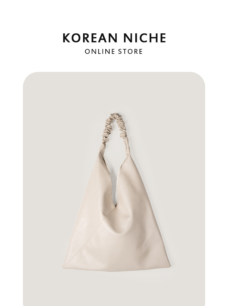 2025 New Korean Niche High-Quality Textured Pleated Oiled Wax Leather One-Shoulder Armpit Suitable For Commuting And Leisure Large-Capacity Tote Bag