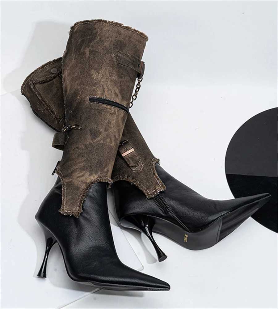 2026 Retro Western Cowboy Boots for Women Pointed Toe High Heel Botas Designer Detachable Two Wear Autumn Dress Shoes Sexy Pumps W250919 - view 4