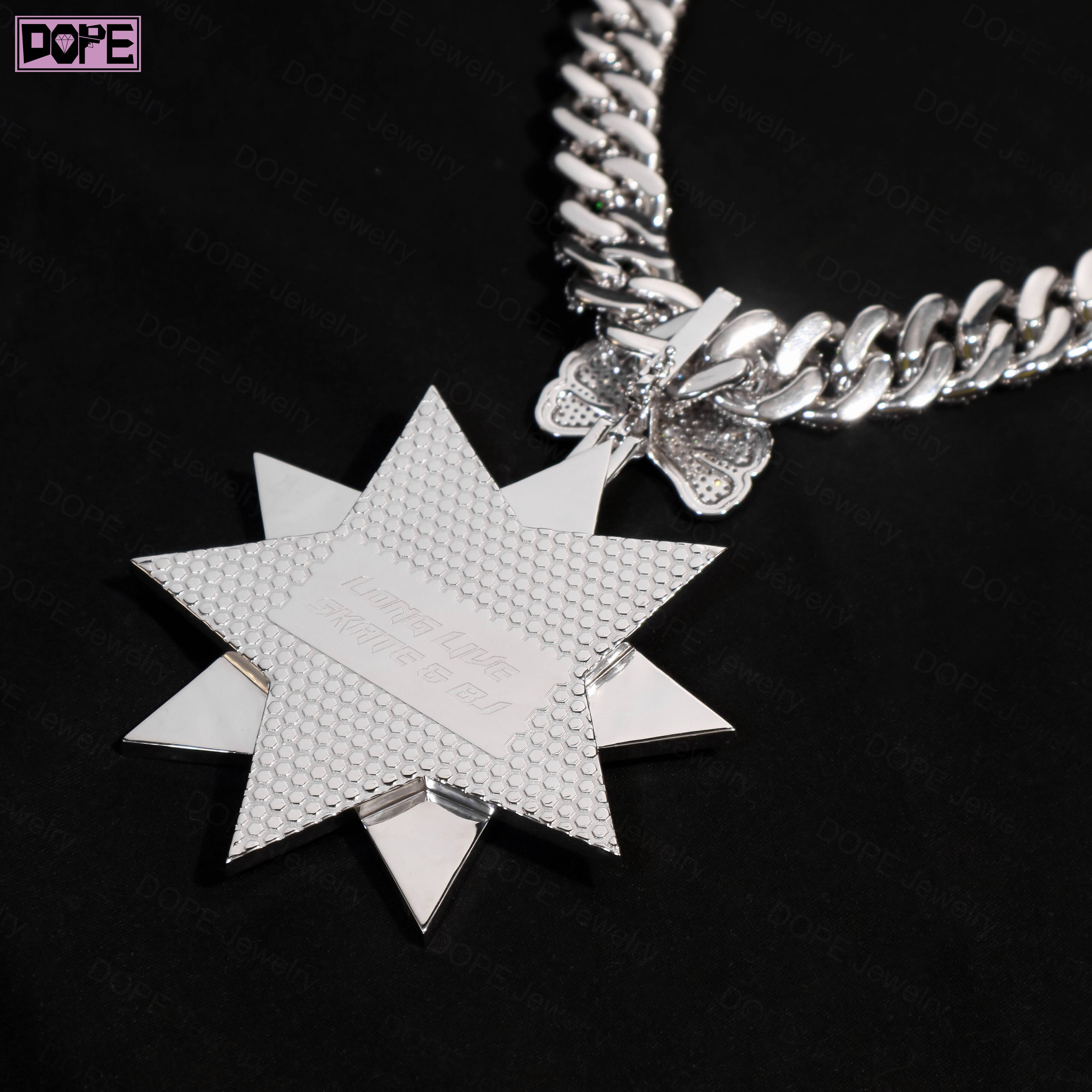 Customized Trend Jewelry Iced Out Pendant 925 Silver Hip Hop Double Layer Star Shape Charm Customized Trend Moissanite Pendant
