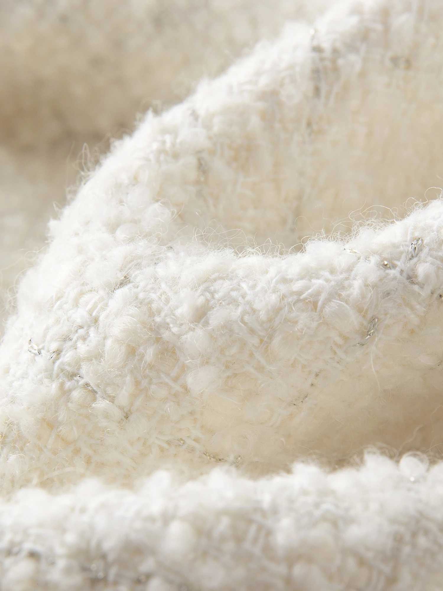 DUSHU Autumn Winter 2025 Womens Embellished Tweed Jacket Heavy Craft Lace Trim Braided Detail Casual Elegance Outerwear Z250918