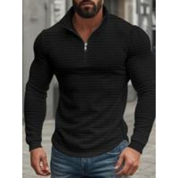 Regular Fit Plain Half Zip Up Sweatshirt, Casual Long Sleeve Pullover Spring & Fall, Fashion Men's Clothes for Daily Wear, Gym Tops