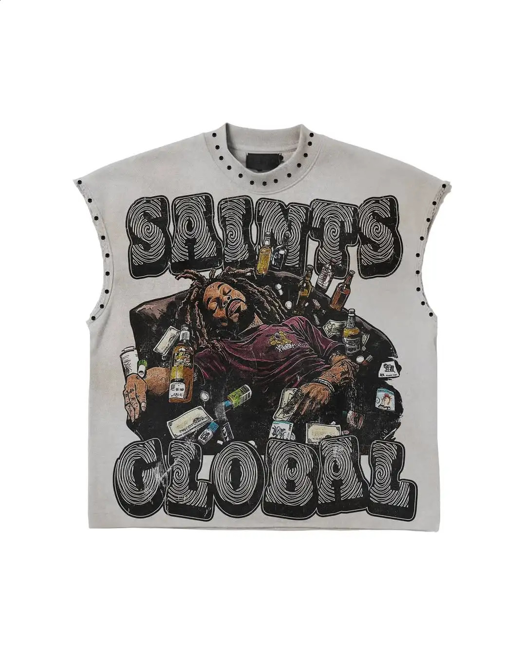 Y2K Willow Nail Round Neck Vest T Shirt Retro Punk Hip Hop Oversized Printed Pure Tops Classic Loose Sleeveless T Shirt 250919