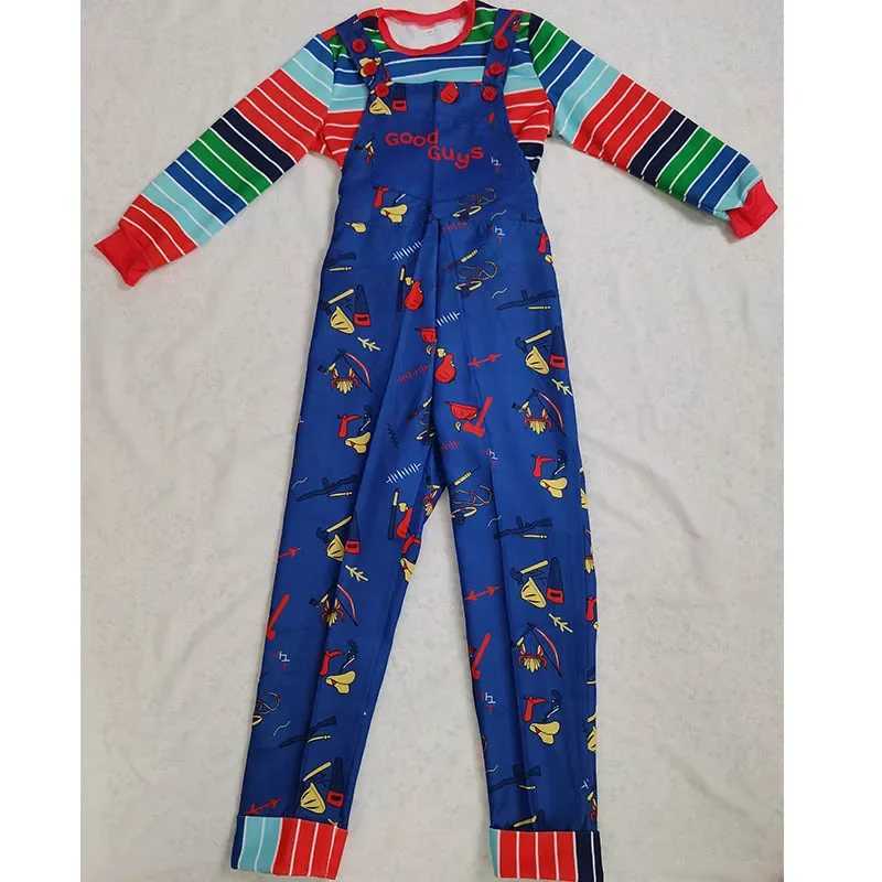 Halloween Costume Chucky ChildPlay Blue Cartoon Jumpsuit Overalls with Striped Shirt for Adult Chucky Cosplay Costume L250918