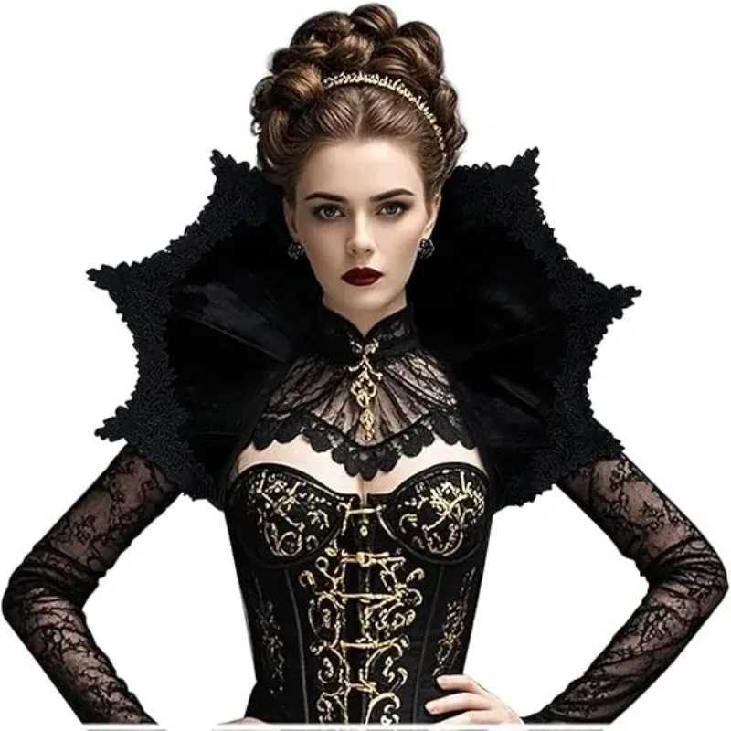 Gothic Vampire Cosplay Medieval Black Red Victorian Collar Cape for Women Role Play Halloween Carnival Costume Cloak Accessories L250918