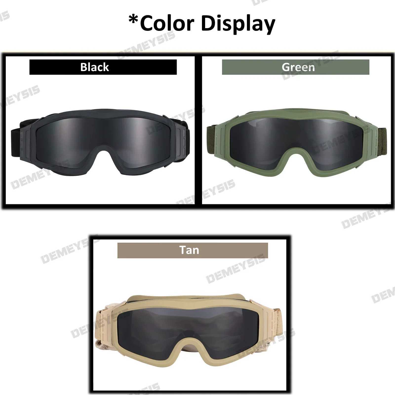 Airsoft Tactical Goggles Shooting Glasses Motorcycle Windproof Paintball CS Wargame Hiking 3 Lens Black Tan Green J250919
