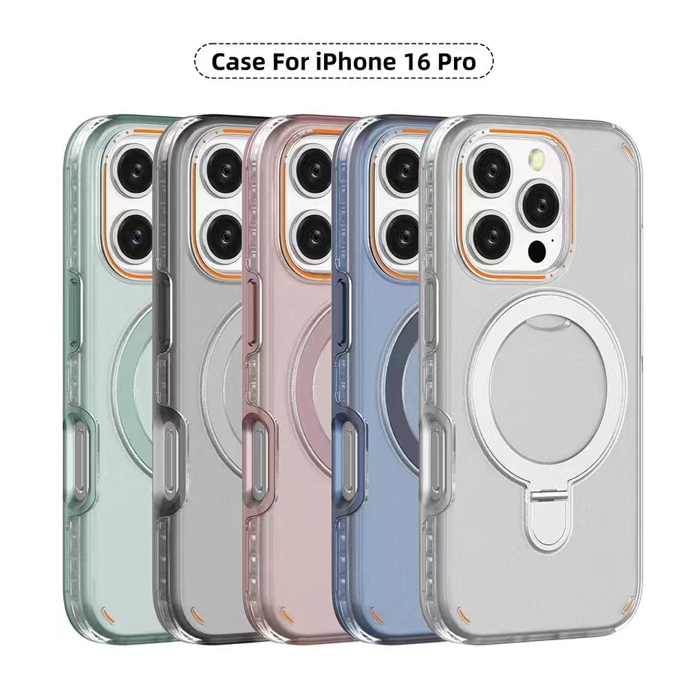 Magnetic Stand Two Layer Protection Phone Case for iPhone 17 Pro max Air 16 15 plus Metal Ring Holder Cover