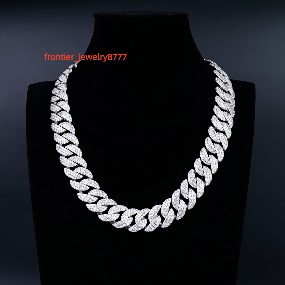 925 Sterling Silver Arc Style Heavy Weight HandSet VVS Moissanite 18mm Iced Out Cuban Link Necklace