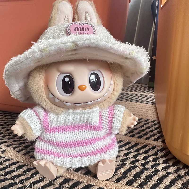 17cm Labubu Clothing Kawaii Accessories Doll Clothes Fleece Hat Striped Sweater Anime Diy Decortoy Set Birthday Holiday Children C250919