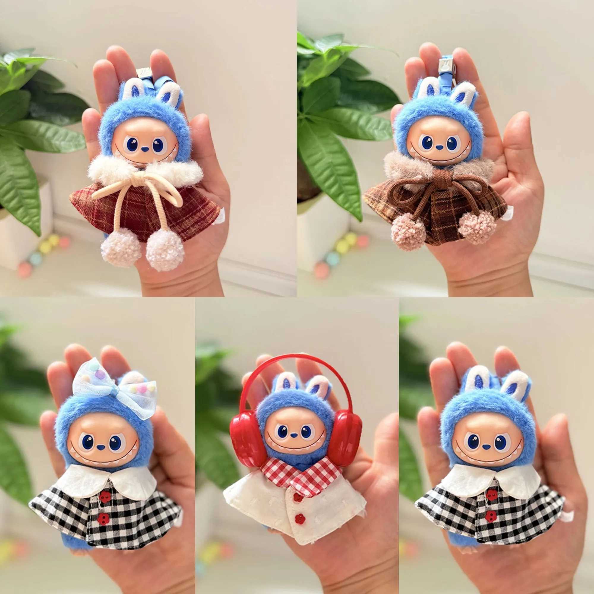 10cm Mini Labubu 40 Doll Clothes 4thGen PlaidCollar Shawl Clothes for Mini Labubu Accessories C250919