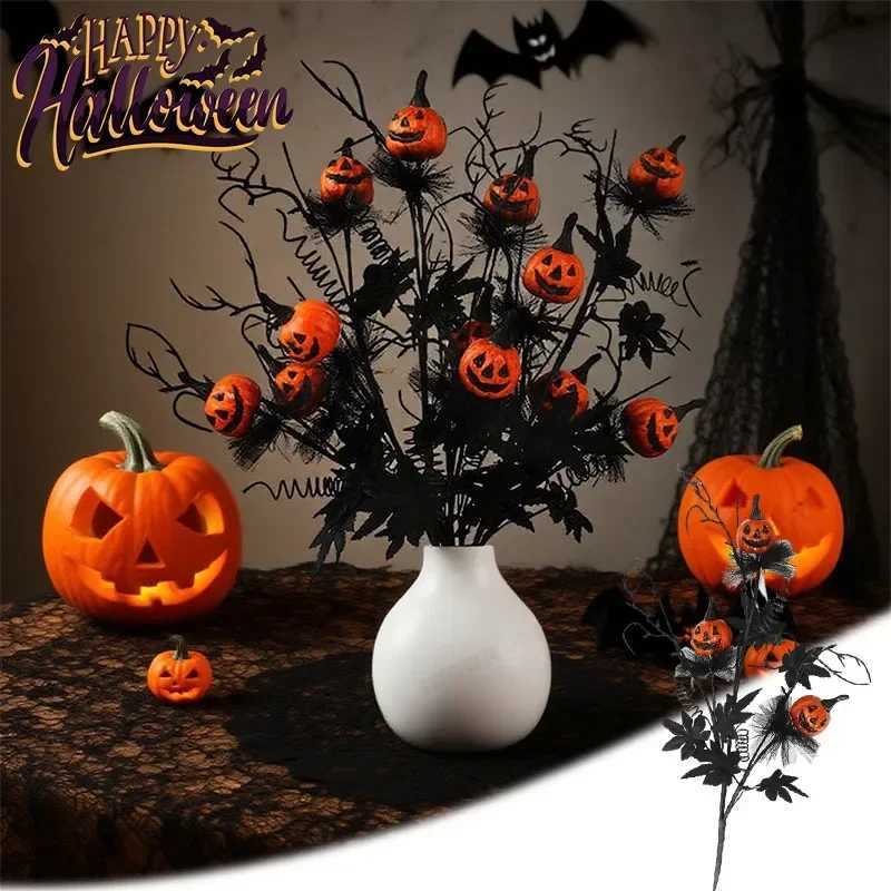110PCS Halloween Horror Grimace Pumpkin Bouquet Black Maple Decor for Home Party Spooky Ornaments C250919