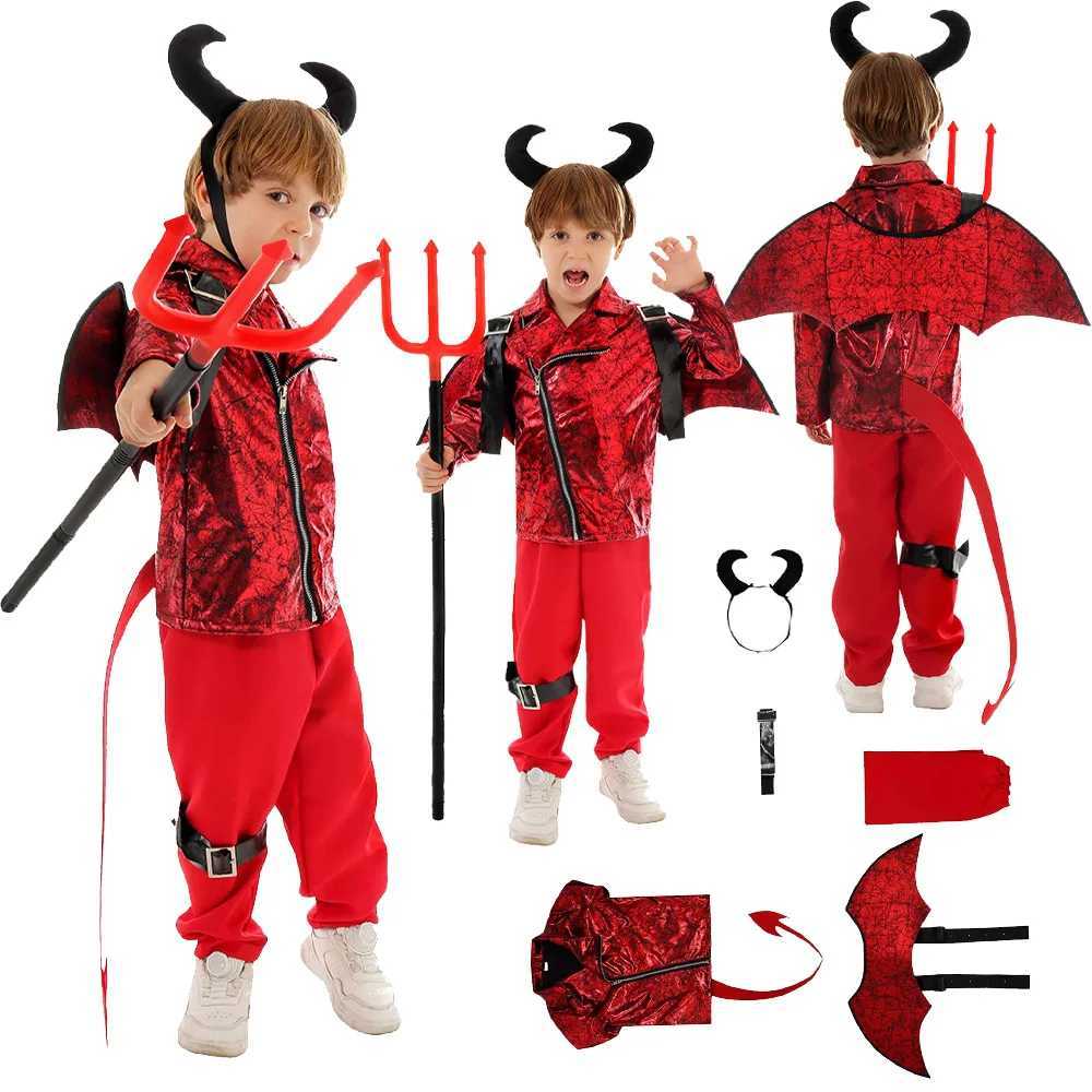 Stage Performance Little Devil Cosplay Punk Kids Boys Top Pants Headwear Children Costume Tail Outfits Halloween Carnival Suit L250918