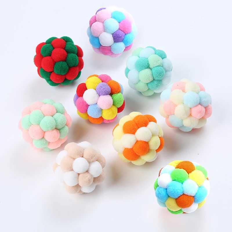 Cat toys Colorful handmade bell ball Elastic ball interactive chase pet supplies X250918