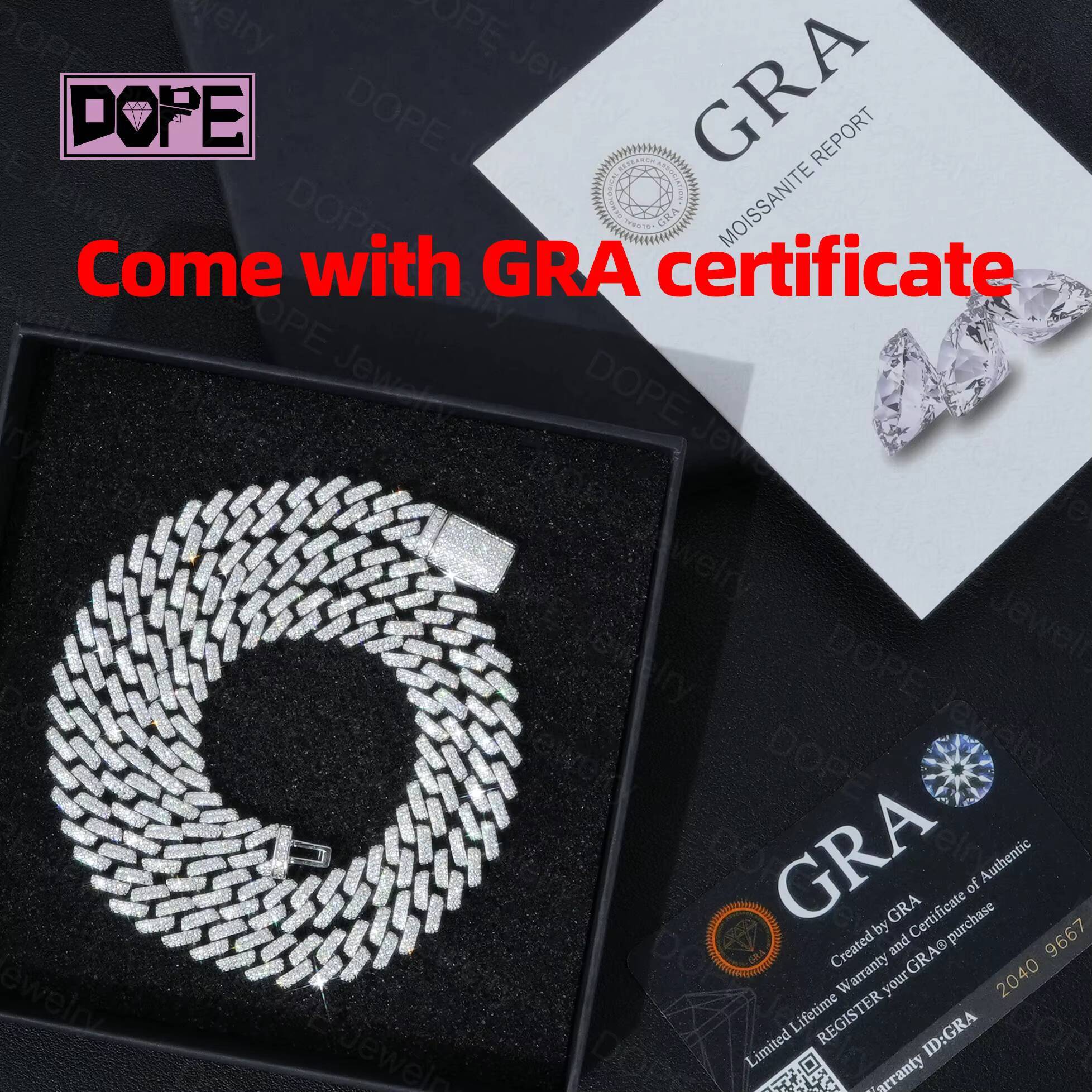 8MM Hiphop Moissanite Chain 925 Silver VVS Diamond Men Women Miami Moissanite Cuban Link Chain