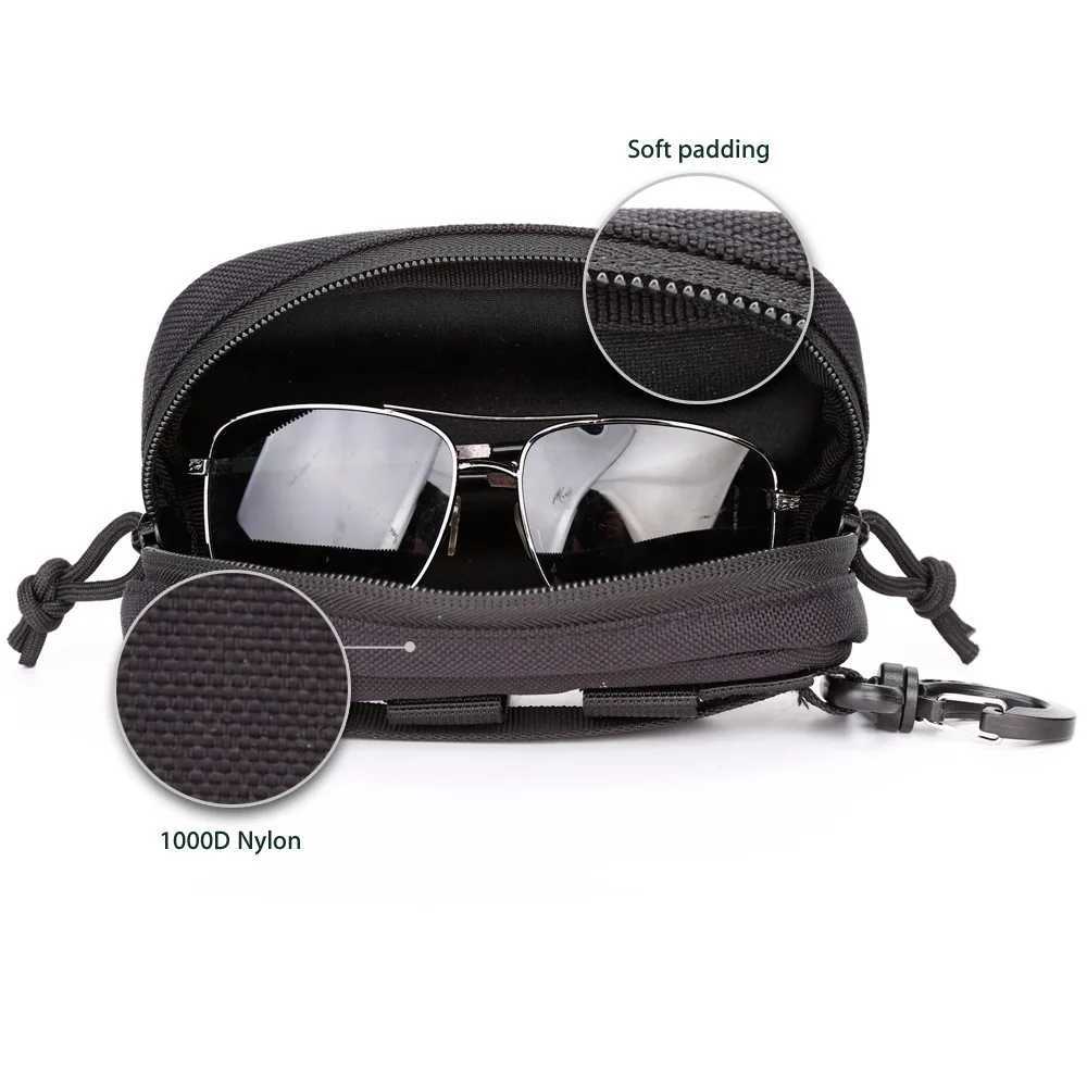 Tactical MOLLE Eyeglass Case Hunting Shockproof Protective Goggles Box Portable Outdoor Sunglasses Carrying Case with Clip J250919