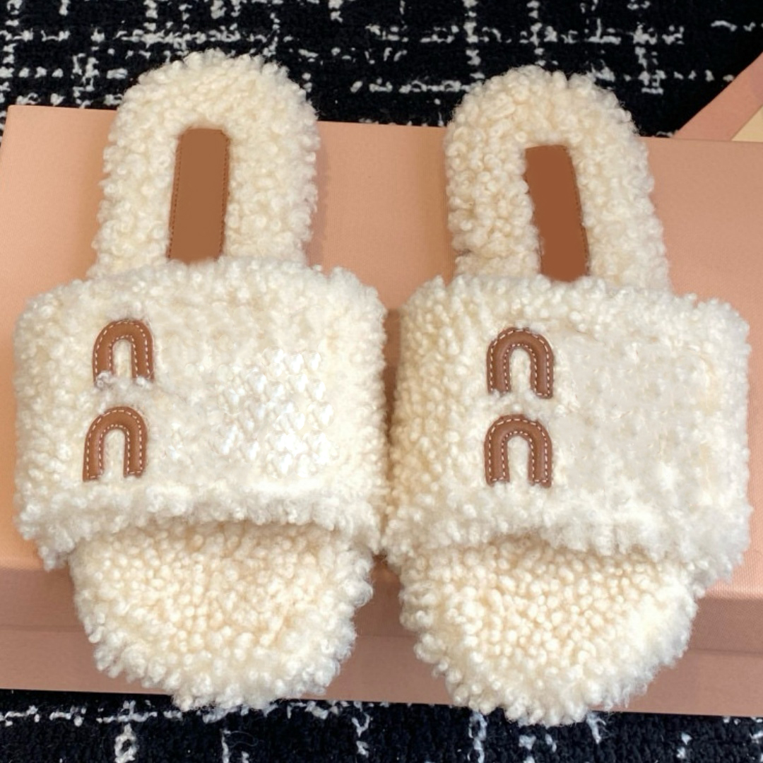 (Order by pic in opt, not by desc) New Fashion Shoes Designer Flat Furry Slippers Women Shoes Women Casual Shoes