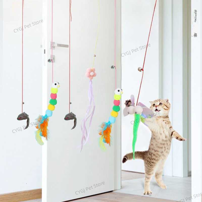 Cat Rope Long Rope Teasing Cat Toy Accessories Pet Kitten Toy Cat Toy Swing Sticky Disc Elastic with Bell Hanging Door Teasing X250918