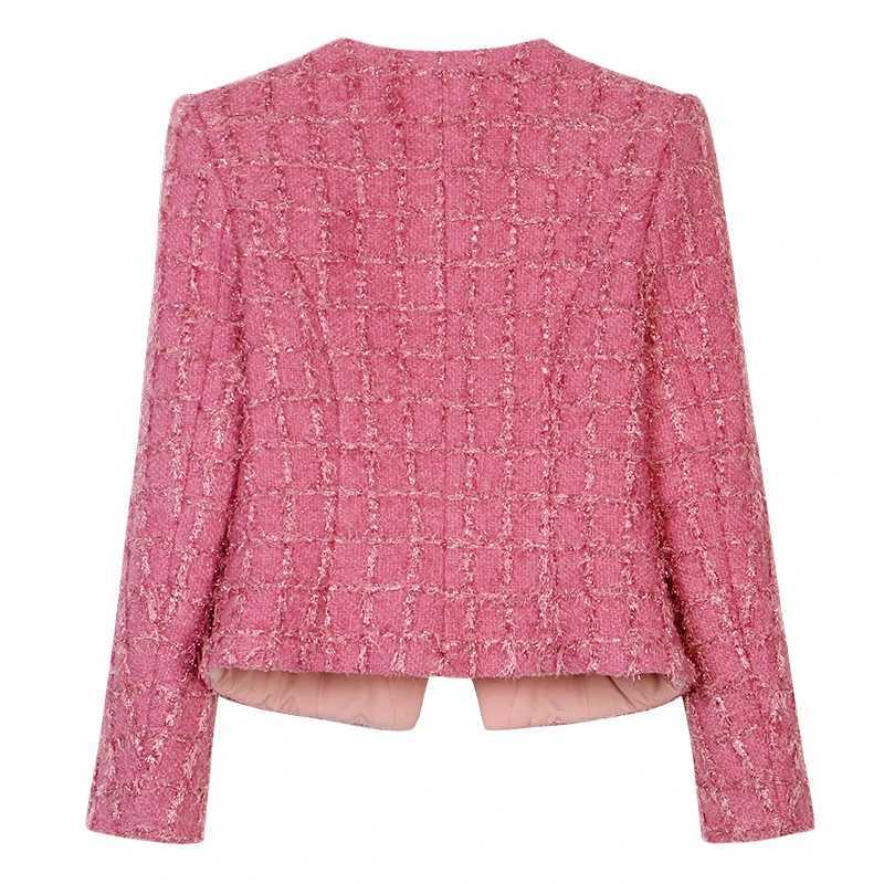 New fashionable and elegant round neck singlebreasted celebrity temperament small fragrance style jacket top Z250918