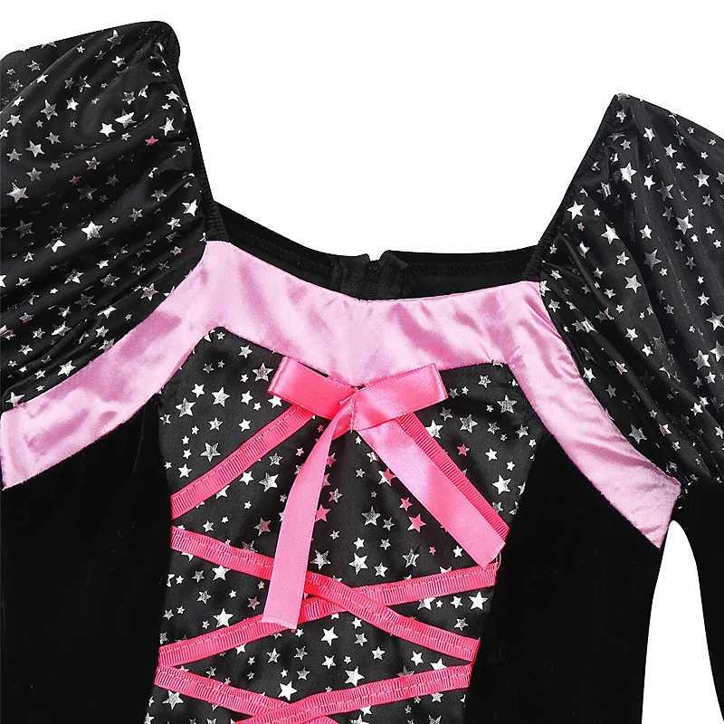212Y Girls Halloween Witch Costume Children Cosplay Vampire Dress Girl Tutu Skirt Kids Carnival Party Clothes Halloween Gifts L250918
