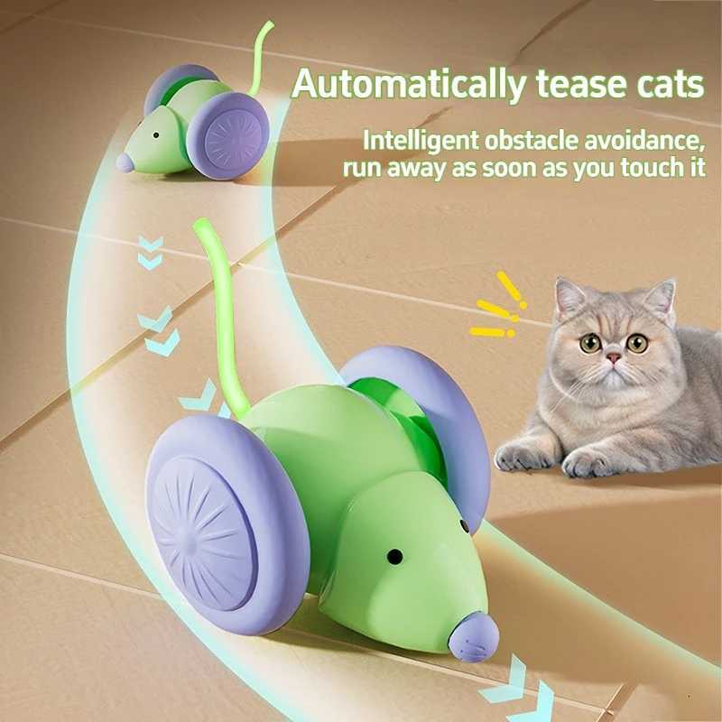 Pet Toys Interactive Cat Toy Electric Mouse Car Automatic Teaser Intelligent Obstacle Avoidance Pet Products Cat Accessories X250918