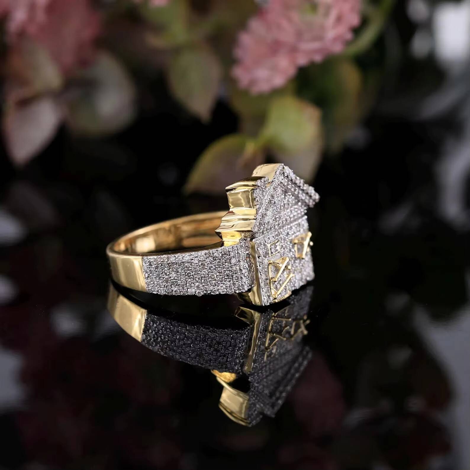 Trendy Design Round Brilliant Cut Moissanite Diamond Home Design Customized Hip Hop Style Iced Out Ring For Party from India