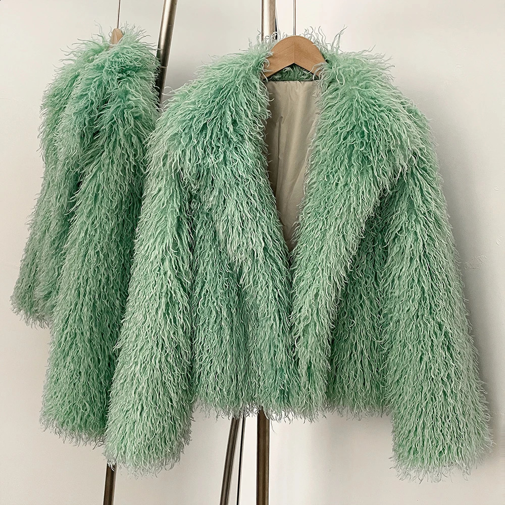 OFTBUY Fake Mongolian Sheep Fur Fluffy Jacket Women Winter Fur Artificial Thickened Faux Fur Coat Female Warm Outerwear Lady 250918