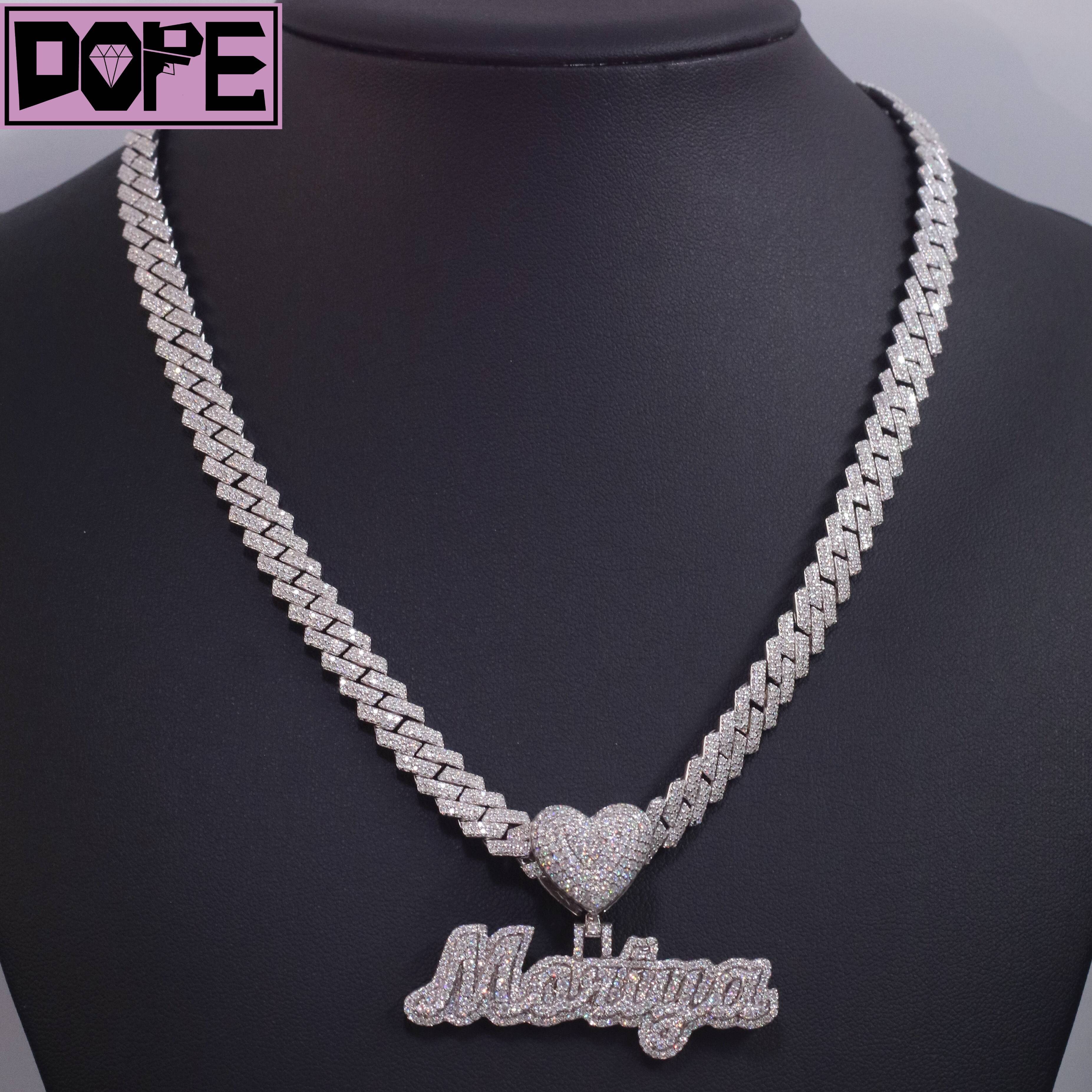 GRA Certified Moissanite Pendant Name Letter Customized Trend Heart Bail VVS Iced Out Diamond 925 Silver Customized Trend Moissanite Pendant