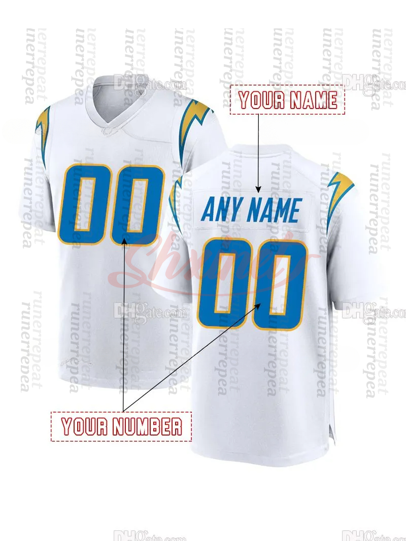 2025 Alternate football jerseys Ladd 15 McConkey Justin Herbert Derwin James Jr. Quentin Johnston Joe Alt White Yellow Blue Navy