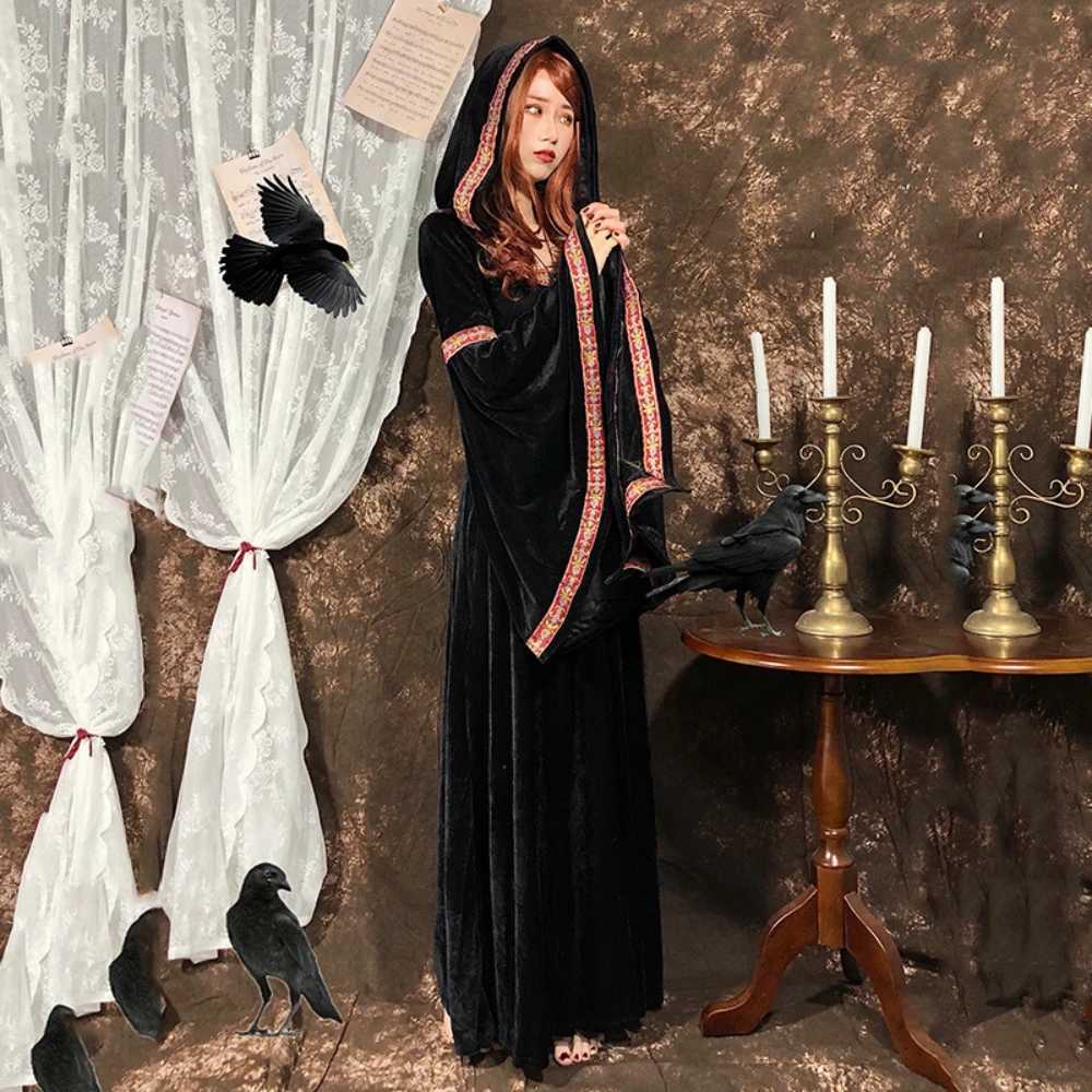 Halloween dark witch dress cosplay vampire magic wizard robe for stage party cosplay L250918