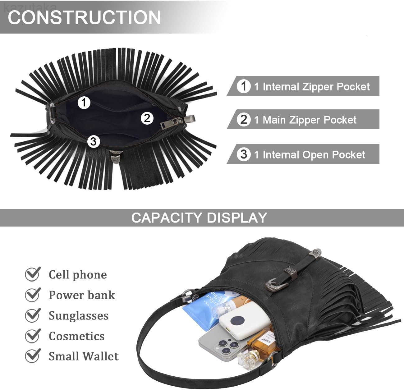 Sunwel Fashion Small Western Fringe Underarm Purse Mini Hipppie Shoulder Bag with Tassel for Women Z250919