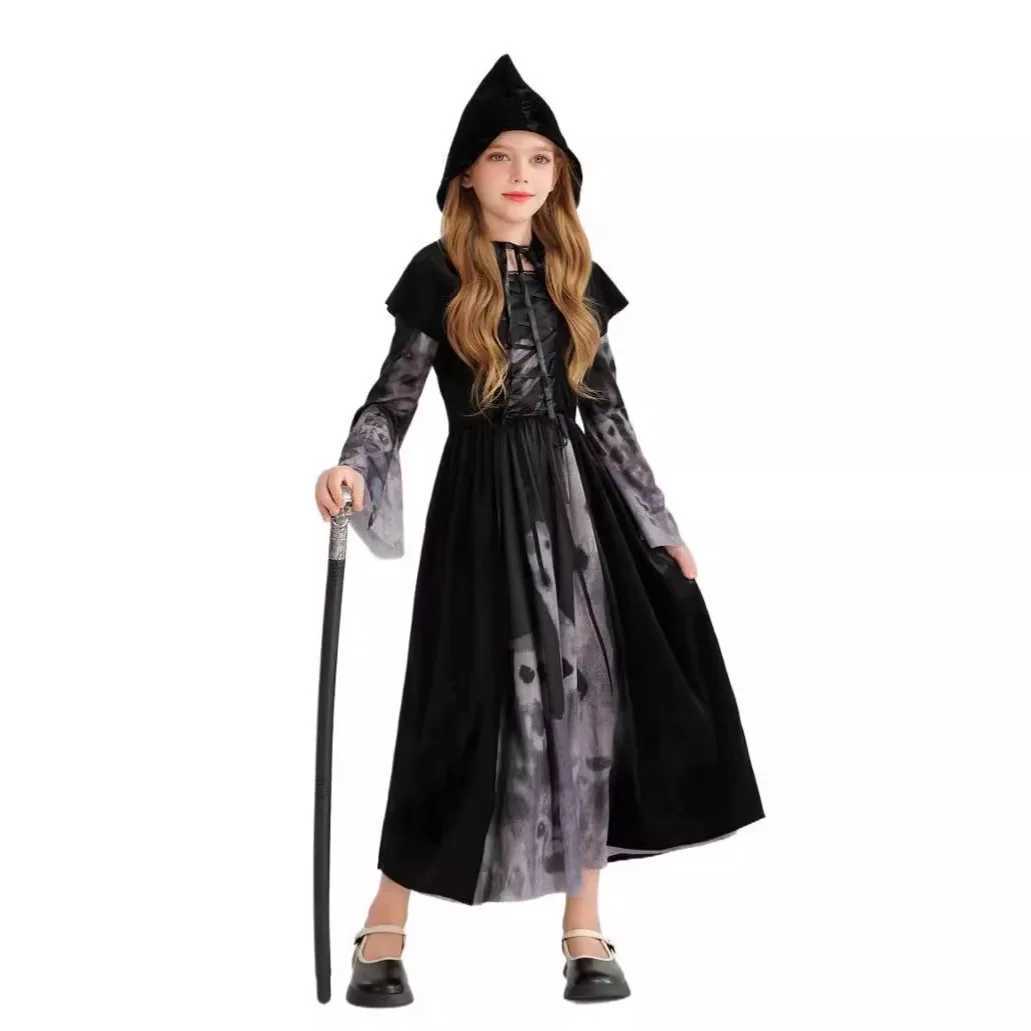 2025 Halloween Childrens Costume Performance Dress Skeleton Kids Clothing Girls Witch Vampire Funny Dress L250918