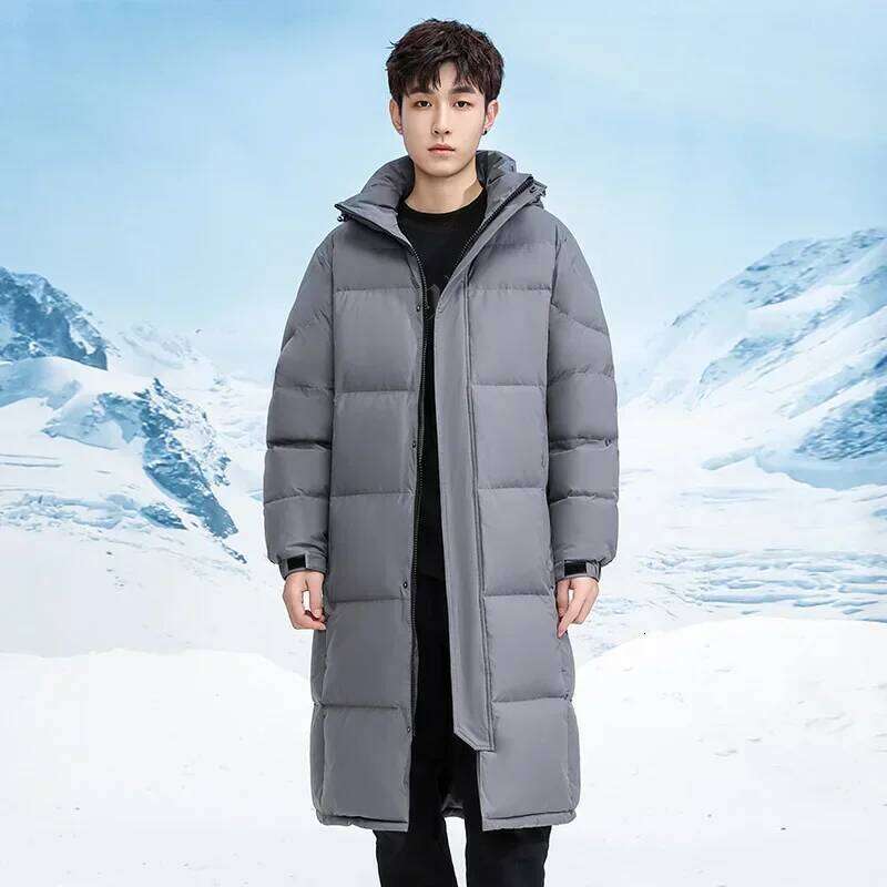 New Men Duck Down Hooded Thicker Warm Casual Puffer Jackets High Quality Man Long Winter Coats Clothing 4X
