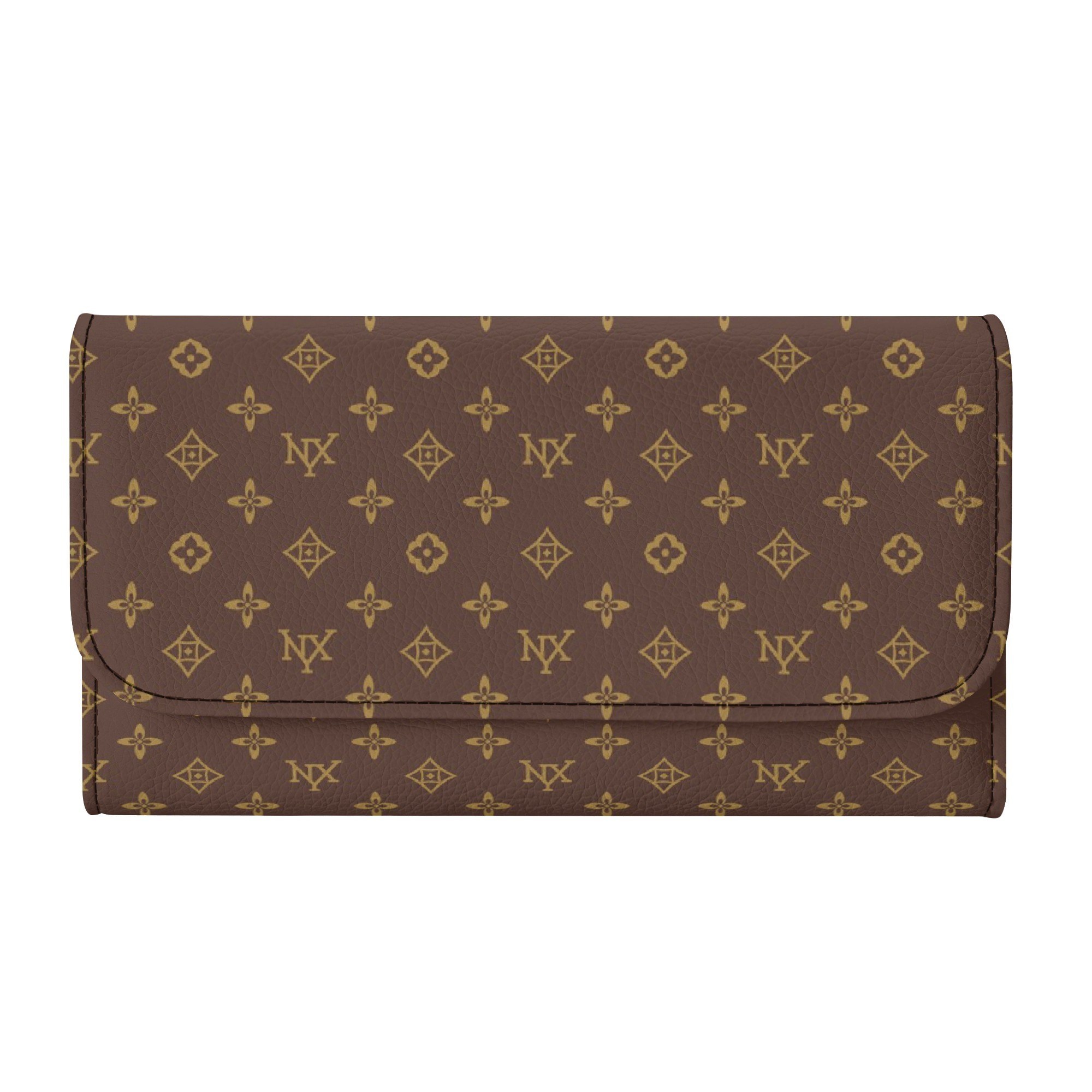 NXY Lychee Patterned Tri Fold Long Wallet designer men wallets card holder mens Fashionable and versatile classic brown flower wallets with dust bag